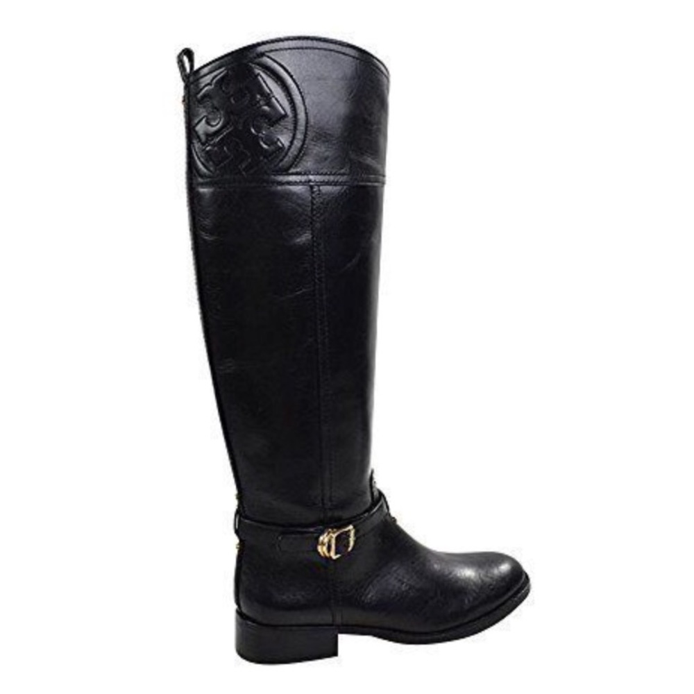 Tory Burch Marlene Black Leather Riding Boots